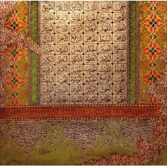 Syed Rizwan, 24 x 24 Inch, Oil on Canvas, Calligraphy Painting, AC-SRN-040